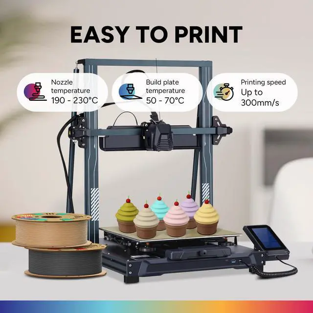 Alt view image 4 of 7 - Matte PLA 3D Printer Filament 1.75mm, Matt Surface & Low Warping Filament 1kg Spool (2.2 lbs), Accuracy +/- 0.02 mm, Fit Most FDM Printers (Matte Light Brown)