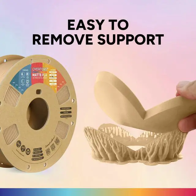 Alt view image 6 of 7 - Matte PLA 3D Printer Filament 1.75mm, Matt Surface & Low Warping Filament 1kg Spool (2.2 lbs), Accuracy +/- 0.02 mm, Fit Most FDM Printers (Matte Light Brown)