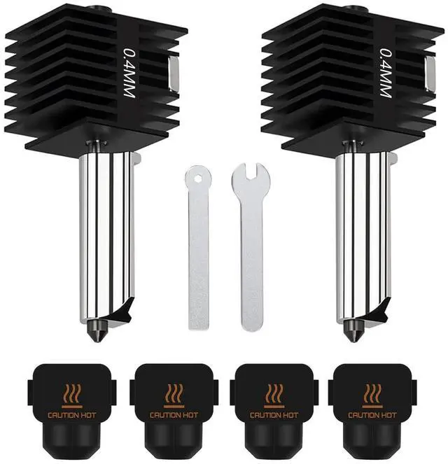 Main image of 2 Pack A1 Mini/A1 Hotend Print Head Hot End Kit Extruder Upgrade High-Temperature 0.4MM Hardened Steel Nozzle Replacement with 4PCS Silicone Cover Sock for Bambu Lab 3D Printer Accessories