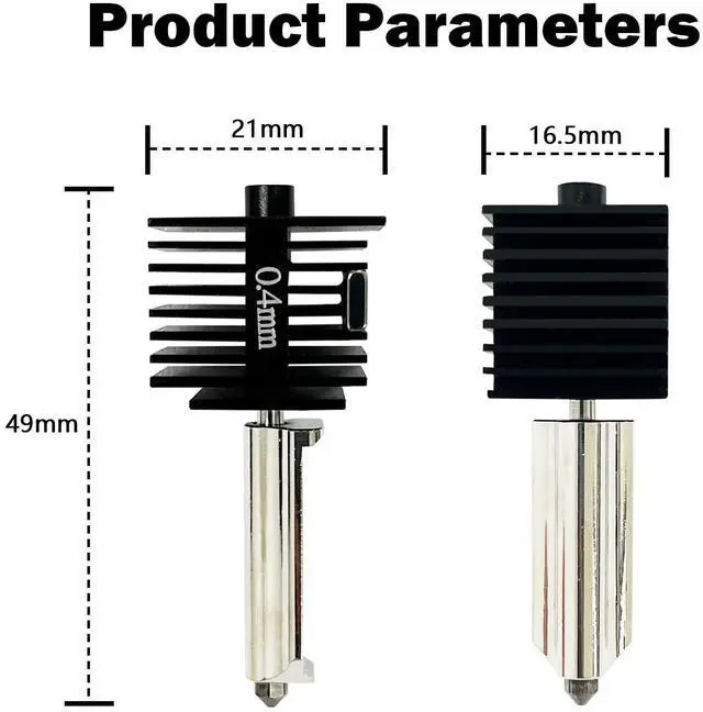 Alt view image 2 of 7 - 2 Pack A1 Mini/A1 Hotend Print Head Hot End Kit Extruder Upgrade High-Temperature 0.4MM Hardened Steel Nozzle Replacement with 4PCS Silicone Cover Sock for Bambu Lab 3D Printer Accessories