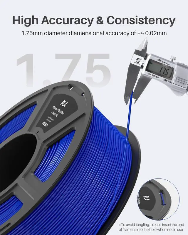Alt view image 2 of 7 - PLA Filament 1.75mm Black 1KG, 3D Printer Filament Dimensional Accuracy +/- 0.02mm, 1kg Spool(2.2lbs) Fit Most FDM 3D Printers