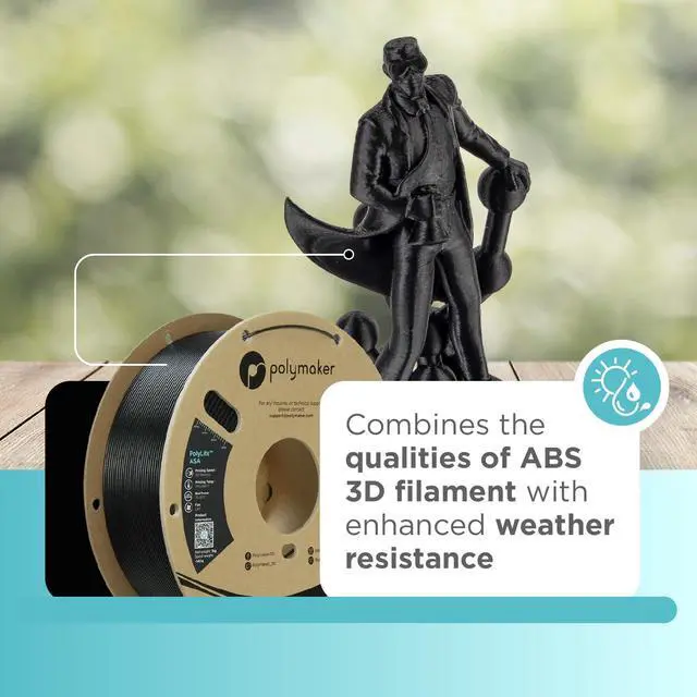 Alt view image 2 of 7 - ASA Filament 1.75mm Black, 1kg ASA 3D Printing Filament, Heat & Weather Resistant - ASA 3D Printer Filament Perfect for Printing Outdoor Functional Parts