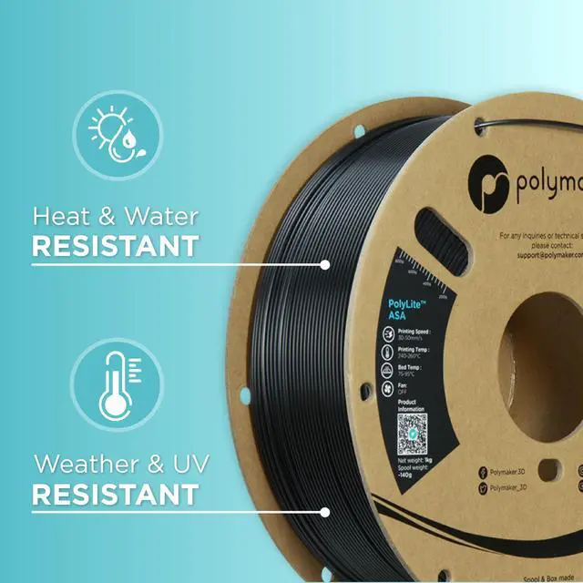 Alt view image 5 of 7 - ASA Filament 1.75mm Black, 1kg ASA 3D Printing Filament, Heat & Weather Resistant - ASA 3D Printer Filament Perfect for Printing Outdoor Functional Parts