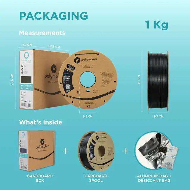 Alt view image 7 of 7 - ASA Filament 1.75mm Black, 1kg ASA 3D Printing Filament, Heat & Weather Resistant - ASA 3D Printer Filament Perfect for Printing Outdoor Functional Parts