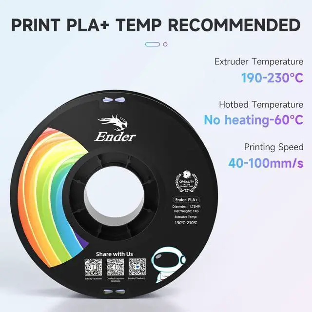 Alt view image 5 of 7 - 3D Printer Filament, Rainbow PLA+ Filament 1.75mm, Multicolor PLA Plus Strong Toughness Dimensional Accuracy +/- 0.03mm, PLA Pro for Most 3D Printer, 1KG Spool(2.2lbs)