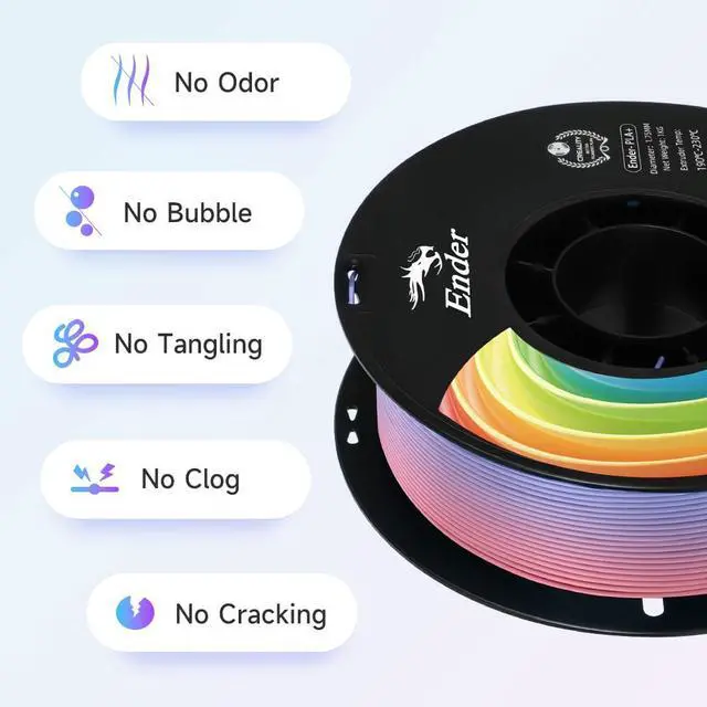 Alt view image 3 of 7 - 3D Printer Filament, Rainbow PLA+ Filament 1.75mm, Multicolor PLA Plus Strong Toughness Dimensional Accuracy +/- 0.03mm, PLA Pro for Most 3D Printer, 1KG Spool(2.2lbs)