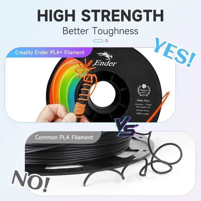 Alt view image 4 of 7 - 3D Printer Filament, Rainbow PLA+ Filament 1.75mm, Multicolor PLA Plus Strong Toughness Dimensional Accuracy +/- 0.03mm, PLA Pro for Most 3D Printer, 1KG Spool(2.2lbs)