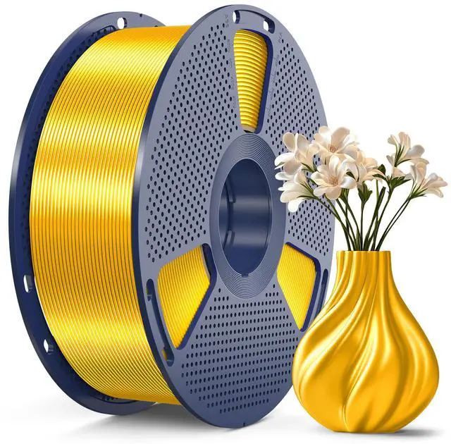 Main image of 3D Printer Silk Filament,Shiny Silk PLA Filament 1.75mm, Smooth Silky Surface, Great Easy to Print for 3D Printers, Dimensional Accuracy +/- 0.02mm, Silk Light Gold 1KG