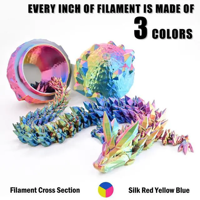 Alt view image 2 of 7 - OVV3D 3D Printer Filament, PLA Filament 1.75mm, Tri-Colors Rainbow Silk PLA Filament, Rainbow PLA Filament with Silk PLA Red-Yellow-Blue, 3D Printing Filament PLA Filament 1.75mm +/-0.02mm, 1kg