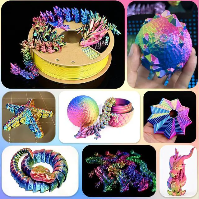 Alt view image 5 of 7 - OVV3D 3D Printer Filament, PLA Filament 1.75mm, Tri-Colors Rainbow Silk PLA Filament, Rainbow PLA Filament with Silk PLA Red-Yellow-Blue, 3D Printing Filament PLA Filament 1.75mm +/-0.02mm, 1kg