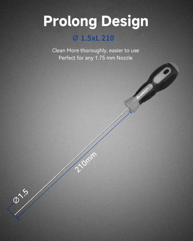 Alt view image 4 of 7 - Official Clog Poke, 0.4mm Needles Cleaner Perfect for Any 1.75mm 3D Printer Nozzle Cleaning Kit Stainless Steel with Soft Rubber Handle