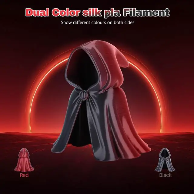 Alt view image 3 of 6 - Silk PLA Filament 1.75mm Black Red Dual Color PLA 3D Printer Filament 2 in 1 Coextrusion 1KG Spool(2.2lbs) 3D Printing Filament Dimensional Accuracy +/- 0.03mm