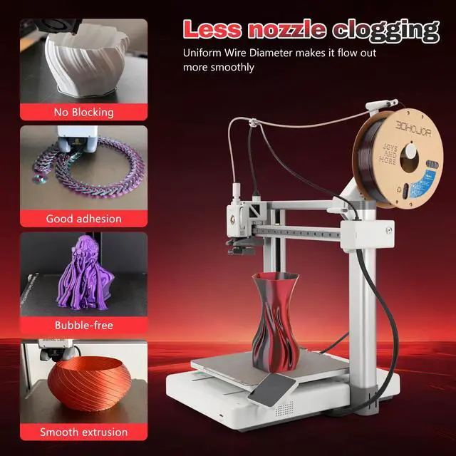 Alt view image 4 of 6 - Silk PLA Filament 1.75mm Black Red Dual Color PLA 3D Printer Filament 2 in 1 Coextrusion 1KG Spool(2.2lbs) 3D Printing Filament Dimensional Accuracy +/- 0.03mm