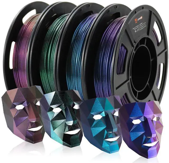 Main image of 3D PLA Filament 1.75mm Bundle Sparkle in Sunlight Filament Glitter, Burnt Titanium 3D Printer Filament, Galaxy red/Purple Blue/Blue/Green, Galaxy Bundle, 0.8KG(200g*4 Spools)/Bundle