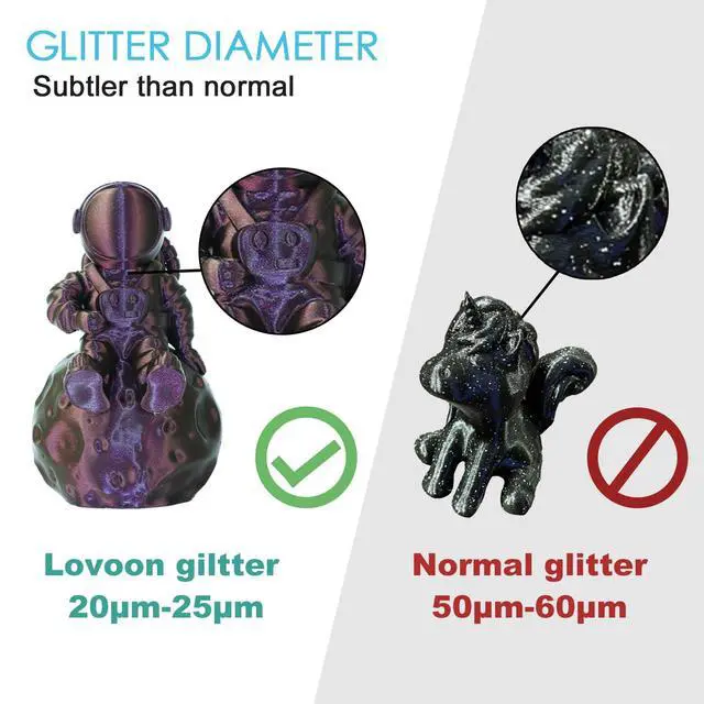 Alt view image 4 of 7 - 3D PLA Filament 1.75mm Bundle Sparkle in Sunlight Filament Glitter, Burnt Titanium 3D Printer Filament, Galaxy red/Purple Blue/Blue/Green, Galaxy Bundle, 0.8KG(200g*4 Spools)/Bundle