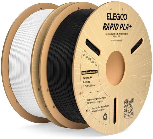 Main image of Rapid PLA Plus Filament 1.75mm Black & White 2KG, PLA+ 3D Printer Filament for 600 mm/s High Speed Printing, Dimensional Accuracy +/- 0.02 mm, 2 Pack 1kg Spool(2.2lbs)