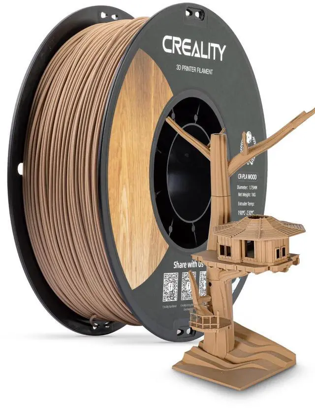 Main image of Wood Filament PLA, 3D Printer Filament 1.75 mm, Smooth Silk Texture, Toughness, 1kg(2.2lbs)/Spool Printing Filament, for All Printers (Wood)