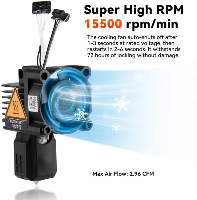 Alt view image 3 of 7 - ENOMAKER P1P,P1S Hotend Complete Kit,Hardened Steel 0.4mm Nozzle | Full Assembly Hot End with Fan,Thermistor,Ceramic Heater,Extruder Heating Block,Print Head Tip for Bambu P1 Series 3D Printer
