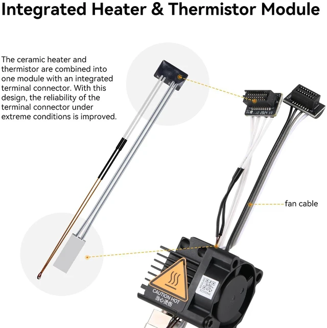 Alt view image 4 of 7 - ENOMAKER P1P,P1S Hotend Complete Kit,Hardened Steel 0.4mm Nozzle | Full Assembly Hot End with Fan,Thermistor,Ceramic Heater,Extruder Heating Block,Print Head Tip for Bambu P1 Series 3D Printer
