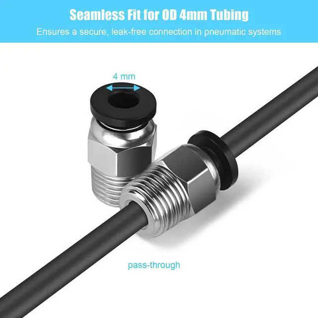 Alt view image 3 of 7 - 10PCS Premium PC4-M10 Pneumatic Quick Connector Fittings, Bowden Tube Coupler Male Straight PTFE Tube Push for E3D-V6, Bowden Extruder Parts Compatible with Ender-3 and Ender-3 V2 3D Printer