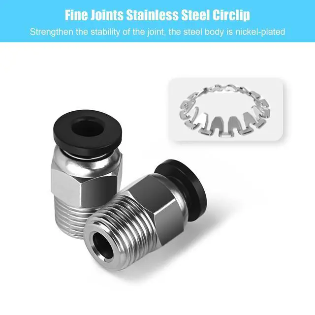 Alt view image 5 of 7 - 10PCS Premium PC4-M10 Pneumatic Quick Connector Fittings, Bowden Tube Coupler Male Straight PTFE Tube Push for E3D-V6, Bowden Extruder Parts Compatible with Ender-3 and Ender-3 V2 3D Printer