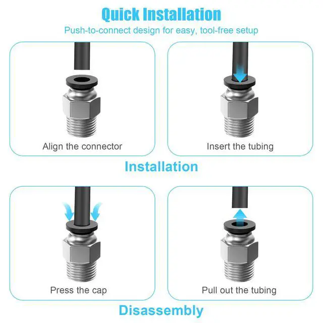 Alt view image 6 of 7 - 10PCS Premium PC4-M10 Pneumatic Quick Connector Fittings, Bowden Tube Coupler Male Straight PTFE Tube Push for E3D-V6, Bowden Extruder Parts Compatible with Ender-3 and Ender-3 V2 3D Printer