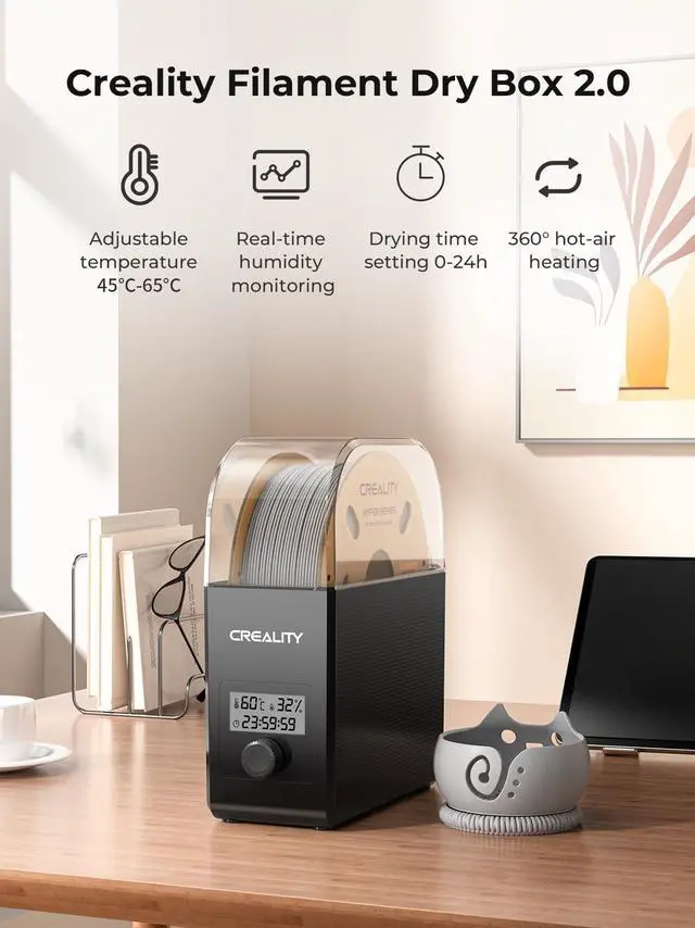 Alt view image 4 of 7 - Filament Dryer Box Pro, Upgraded 360° Heating with Fan, Dust & Moisture-Proof Storage, 3D Printer Filament Spool Holder, Dehydrator for 1.75mm/2.85mm PLA PETG ABS TPU