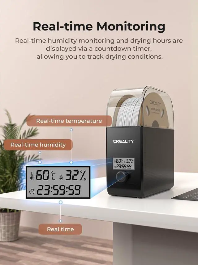 Alt view image 6 of 7 - Filament Dryer Box Pro, Upgraded 360° Heating with Fan, Dust & Moisture-Proof Storage, 3D Printer Filament Spool Holder, Dehydrator for 1.75mm/2.85mm PLA PETG ABS TPU