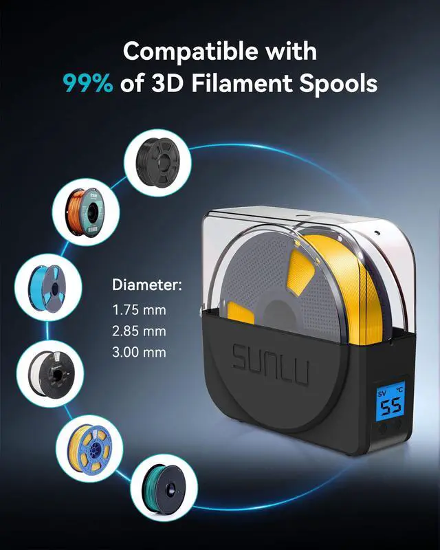 Alt view image 5 of 7 - Filament Dryer Box for 3D Printer Filament, S1 Plus Filament Dehydrator with Fan Design, Filament Storage can Keep 1.75 2.85 3.00mm PLA PETG ABS Filament Dry During 3D Printing (Black)