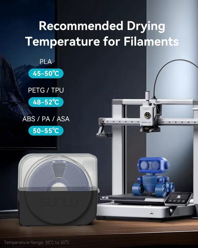 Alt view image 6 of 7 - Filament Dryer Box for 3D Printer Filament, S1 Plus Filament Dehydrator with Fan Design, Filament Storage can Keep 1.75 2.85 3.00mm PLA PETG ABS Filament Dry During 3D Printing (Black)