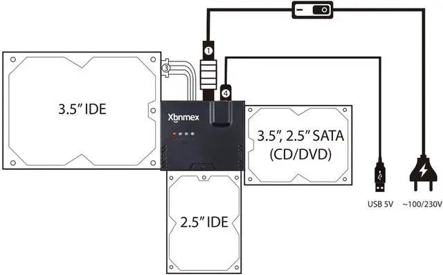 Alt view image 3 of 6 - IDE SATA to USB 3.0 Cable USB to SATA or IDE Adapter Hard Drive Reader for 2.5"/3.5" Hard Drive Disk HDD with 12V 2A External AC Power Adapter