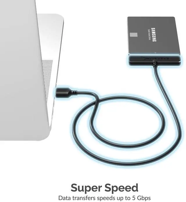 Alt view image 4 of 7 - SABRENT USB 3.0 to 2.5 SATA Adapter Cable for SSD & Laptop HDD, UASP Support, 5Gbps Data Transfer, USB-Powered (No External Power), Compatible with SATA I/II/III Drives (EC-SSHD)