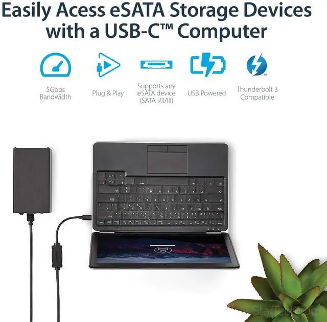 Alt view image 2 of 7 - USB C to eSATA Cable - 3 ft / 1m - 5Gbp - for HDD/SSD/ODD - External Hard Drive Adapter - USB 3.0 to eSATA Converter (USB3C2ESAT3)