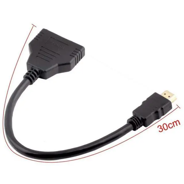 Alt view image 7 of 7 - HDMI Cable Splitter 1 in 2 Out HDMI Adapter Cable HDMI Male to Dual Female 1 to 2 Way, Support Two The Same Size TVs at The Same Time, Signal One in Two Out 1080P Mirror Only
