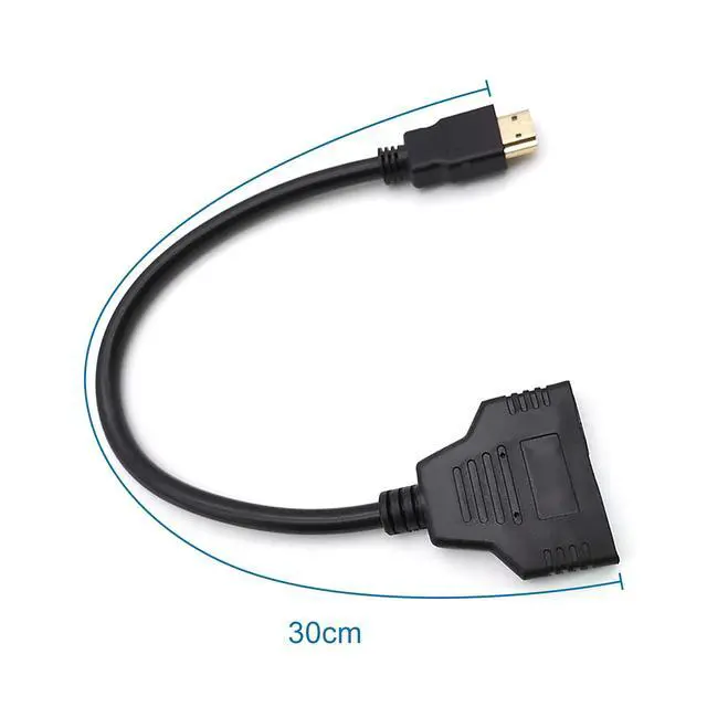 Alt view image 5 of 7 - HDMI Splitter Adapter Cable - Hdmi Splitter 1 in 2 Out Male to Dual Female 1 to 2 Way for HD, LED, LCD, TV, Support Two The Same TVs at The Same Time Mirror Only
