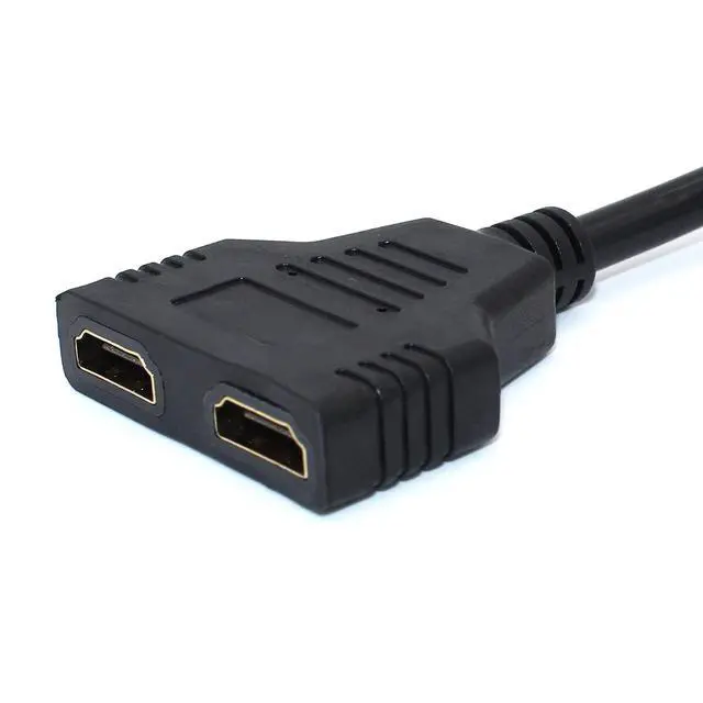 Alt view image 7 of 7 - HDMI Splitter Adapter Cable - Hdmi Splitter 1 in 2 Out Male to Dual Female 1 to 2 Way for HD, LED, LCD, TV, Support Two The Same TVs at The Same Time Mirror Only