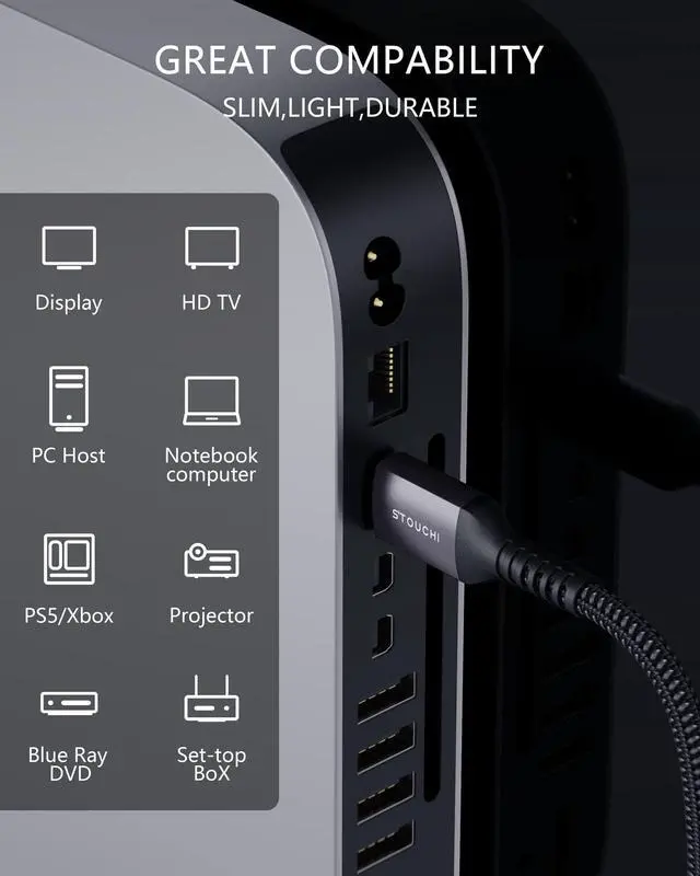 Alt view image 5 of 6 - 8K HDMI 2.1 Cable 8ft (2-Pack) 48Gbps 4K@120Hz