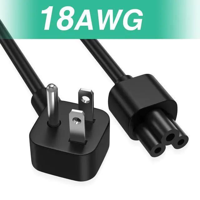 Alt view image 4 of 7 - 10ft 3 Prong AC Laptop Power Cord Cable, 90 Degree Angled, NEMA 5-15P to IEC-320-C5, 18AWG, Replacement for Dell Hp Lenovo Acer Laptop Notebook Computer Supply Adapter, Black