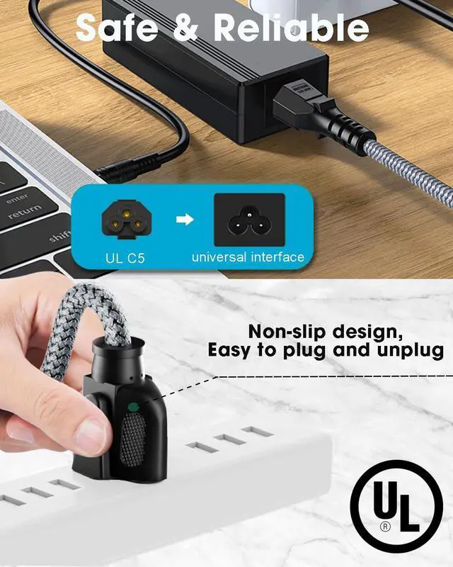 Alt view image 5 of 7 - 3 Prong AC Power Cord for Computer Laptop, 10ft, Heavy Duty