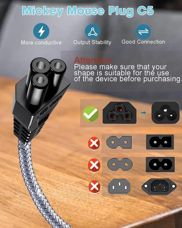 Alt view image 4 of 7 - 3 Prong AC Power Cord for Computer Laptop, 10ft, Heavy Duty