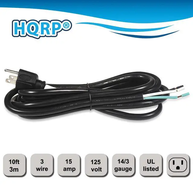 Alt view image 3 of 7 - 10ft 14-Gauge 3-Prong 14/3C Heavy Duty Replacement Power Supply Cord Cable 110V 115V 120V Pigtail for Universal AC Appliance and Power Tool, NEMA 5-15 Plug US SJT 14-AWG 15A, UL Listed