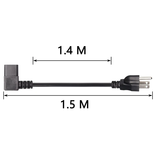 Alt view image 6 of 7 - 4.92FT 18AWG Left Angle 3 Prong Computer Power Cord, NEMA 5-15P to 90 Degree IEC 320 C13 Monitor TV Replacement Power Supply Cable, 10A/125V, for Computer, Scanners, Printers(L Black)