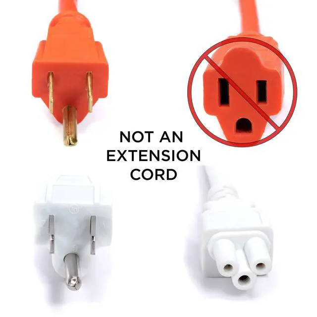 Alt view image 3 of 7 - White 3-Prong AC Power Cable 3 FT - Mouse Ears Power Supply Cord - Device, Computer, Laptop Replacement Cord with Cloverleaf Plug - NEMA 5-15P to C5 / IEC 320-3 Feet (0.9 Meter)