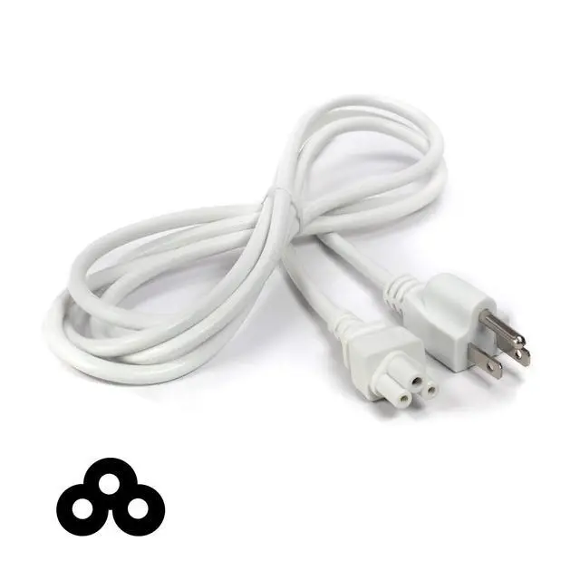 Alt view image 2 of 7 - White 3-Prong AC Power Cable 3 FT - Mouse Ears Power Supply Cord - Device, Computer, Laptop Replacement Cord with Cloverleaf Plug - NEMA 5-15P to C5 / IEC 320-3 Feet (0.9 Meter)