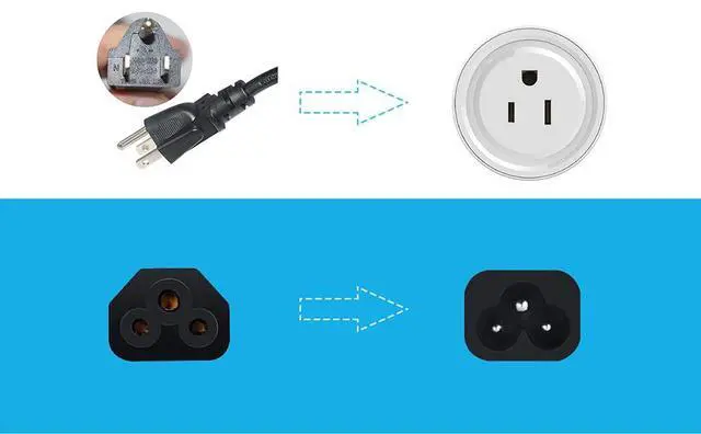 Alt view image 5 of 7 - 3-Slot Universal AC Power Cord - 6Ft Replacement 3 Prong Laptop Power Cable, NEMA 5-15P to IEC C5 Connector, SJT 18 Gauge, Black