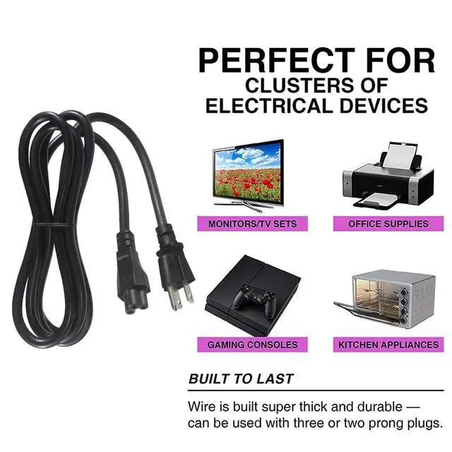 Alt view image 4 of 7 - US Standard Laptop Power Cord - 2 FT/ 24 inch 18AWG NEMA 5-15P to Iec 60320 C5 Universal 3 Prong AC Power Cable Replacement Desktop Charger 3 Pin 10A 125V Wire for Notebook Computer Adapter TV Printer