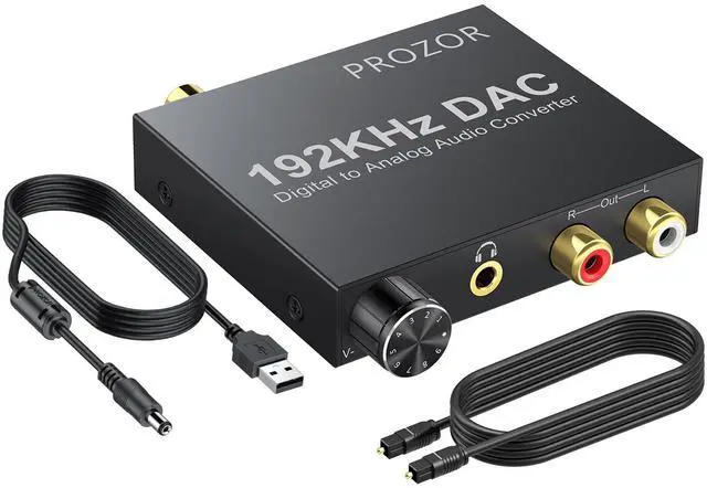 Main image of 192KHz Digital to Analog Audio Converter Optical to RCA Adapter Upgrade Volume Adjustable DAC with Optical Cable, SPDIF TOSLINK to Stereo L/R & 3.5mm Jack Converters