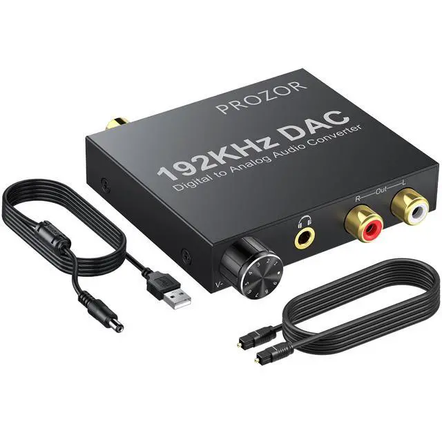 Alt view image 4 of 7 - 192KHz Digital to Analog Audio Converter Optical to RCA Adapter Upgrade Volume Adjustable DAC with Optical Cable, SPDIF TOSLINK to Stereo L/R & 3.5mm Jack Converters