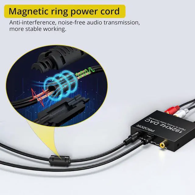 Alt view image 6 of 7 - 192KHz Digital to Analog Audio Converter Optical to RCA Adapter Upgrade Volume Adjustable DAC with Optical Cable, SPDIF TOSLINK to Stereo L/R & 3.5mm Jack Converters
