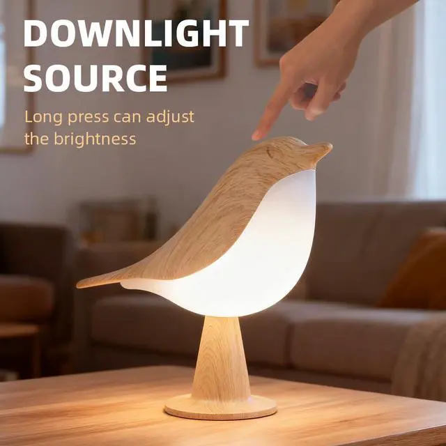 Alt view image 2 of 6 - Bird Cordless Table Lamp, Small Cordless Bedside Lamp with 3 Color Temperature, Touch Sensor & Rechargeable Battery - Night Light for Kids, Bedroom, Bedside, Office, and Outdoor Use